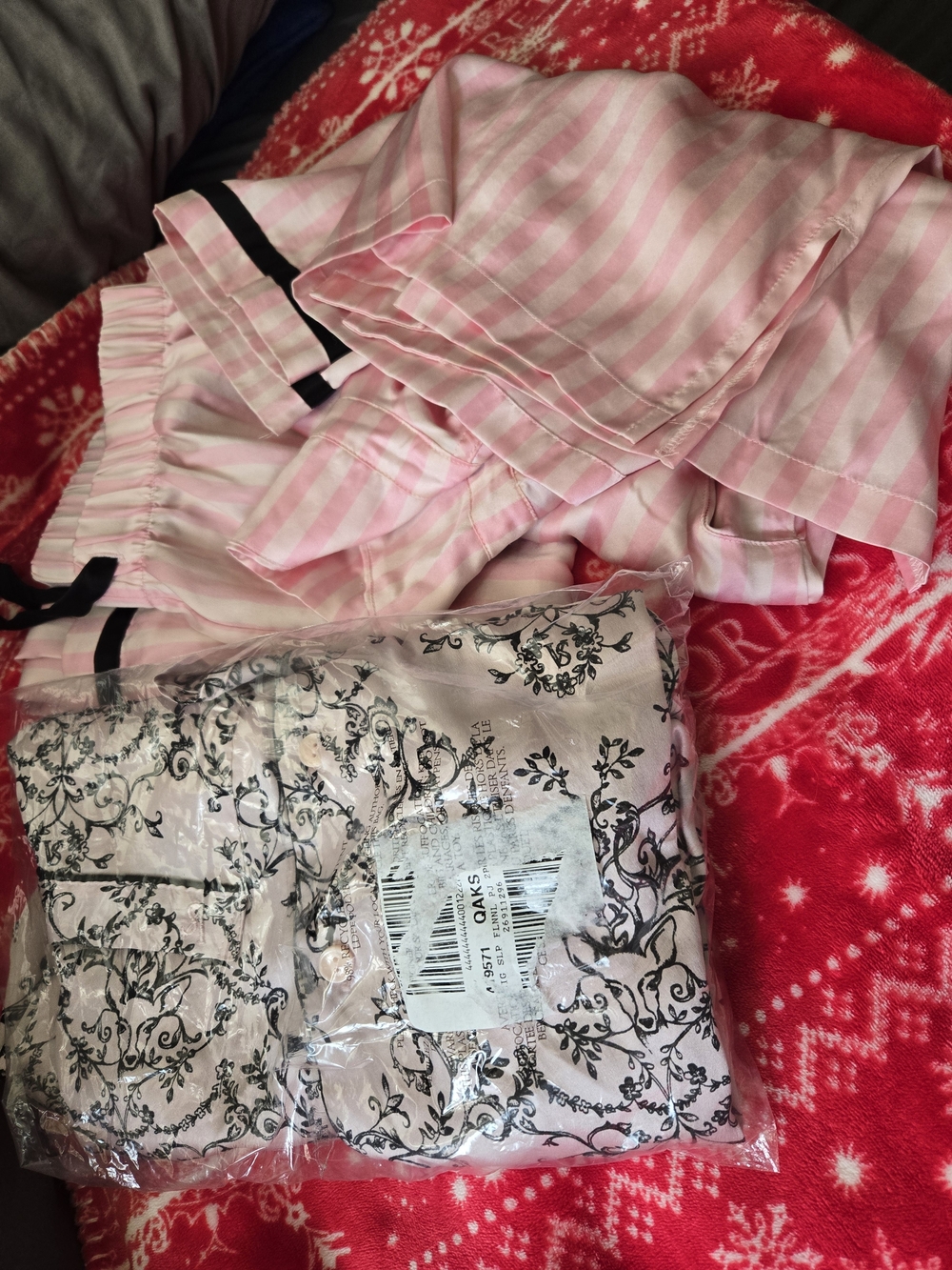 Victoria's Secret Pink Striped Pajama Set with Black  Please Read Description